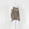 Ottod'Ame Khaki Pinstripe Contrast Velvet Strap Top