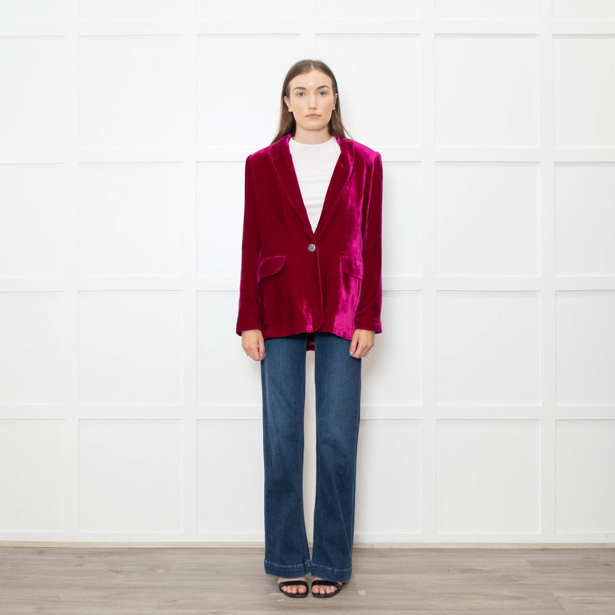NRBY Hot Pink Velvet Blazer Jacket