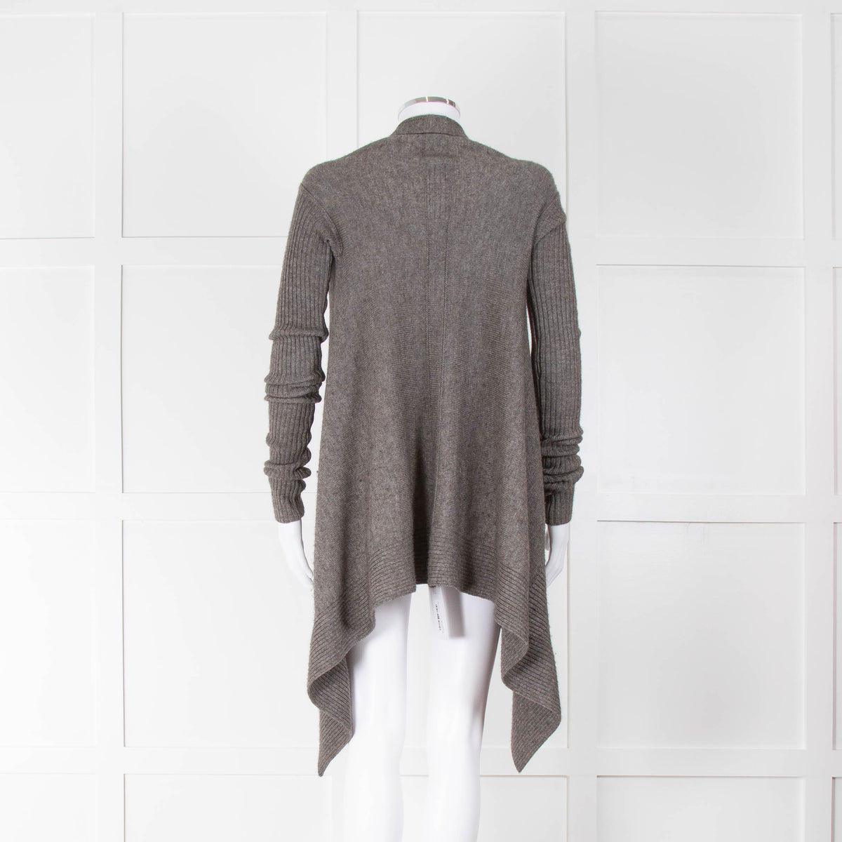 Rick Owens Grey Wool Waterfall Cardigan