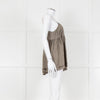 Ottod'Ame Khaki Pinstripe Contrast Velvet Strap Top