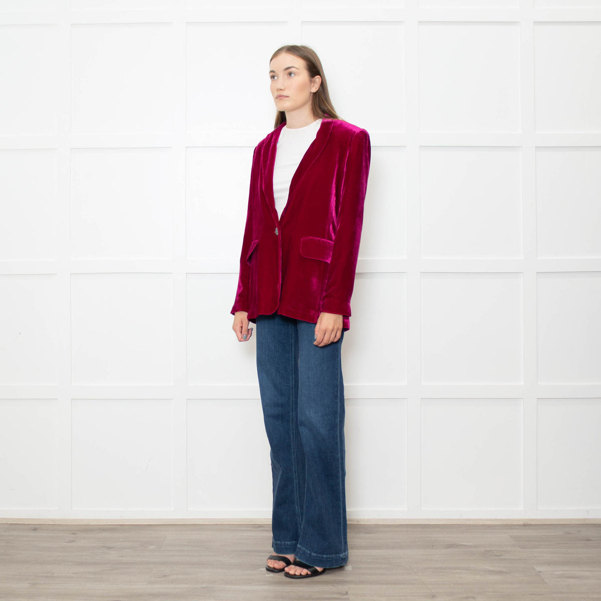 NRBY Hot Pink Velvet Blazer Jacket