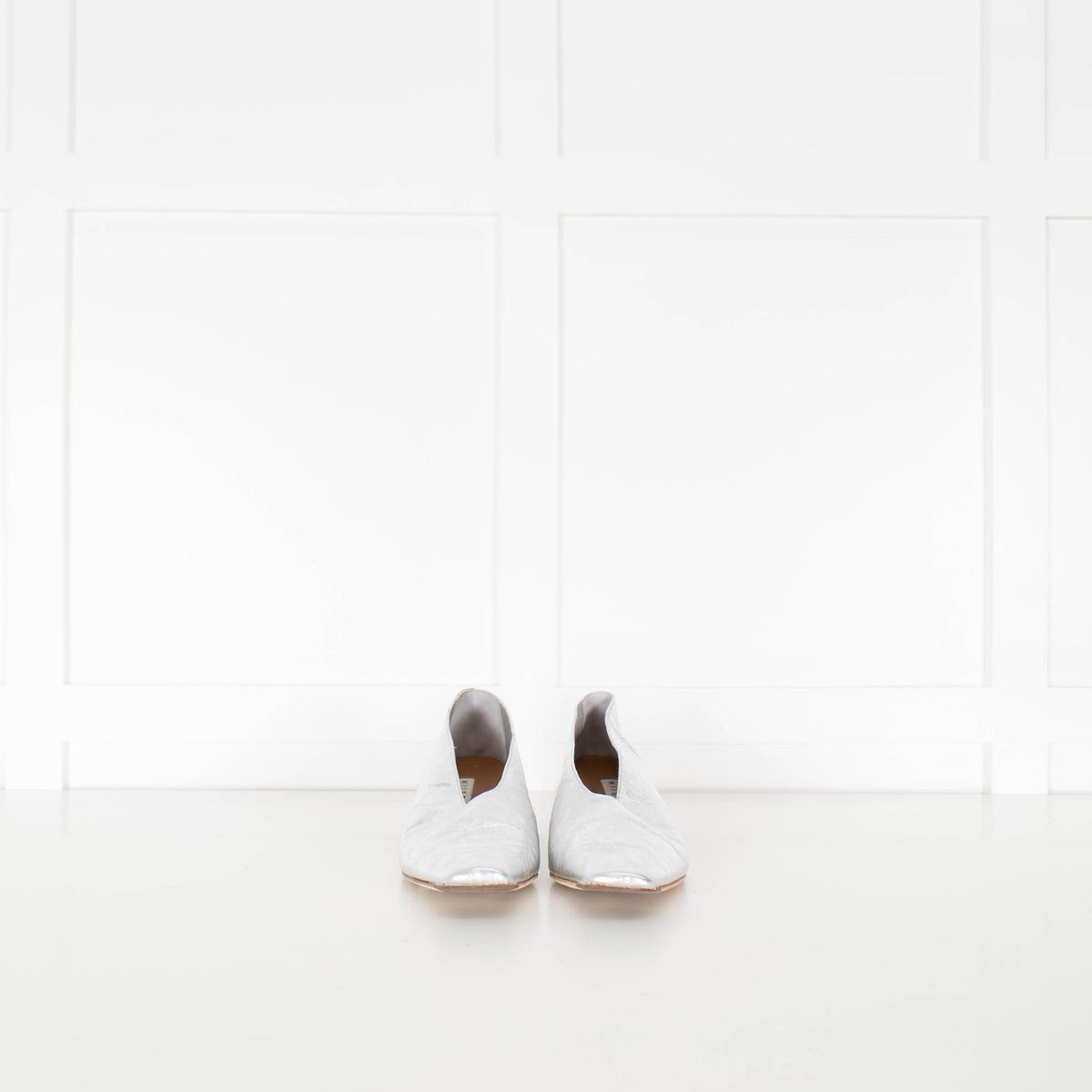 Miista Silver Crinkle Flat Court Shoe