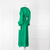 Maje Green Flowy Long Sleeve Midi Dress
