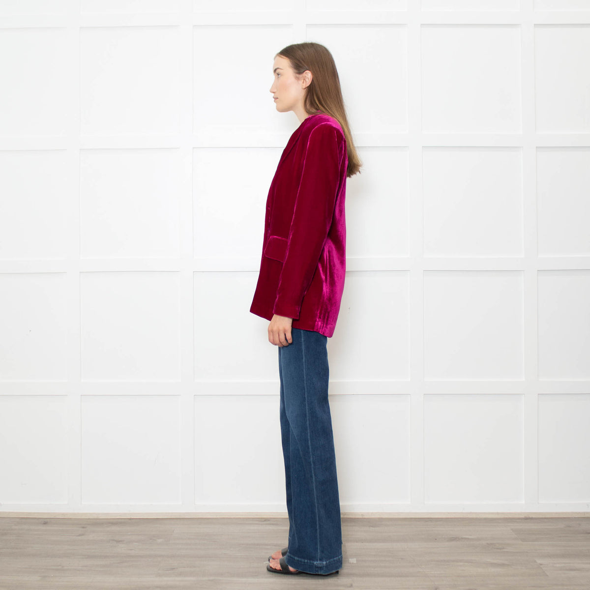 NRBY Hot Pink Velvet Blazer Jacket