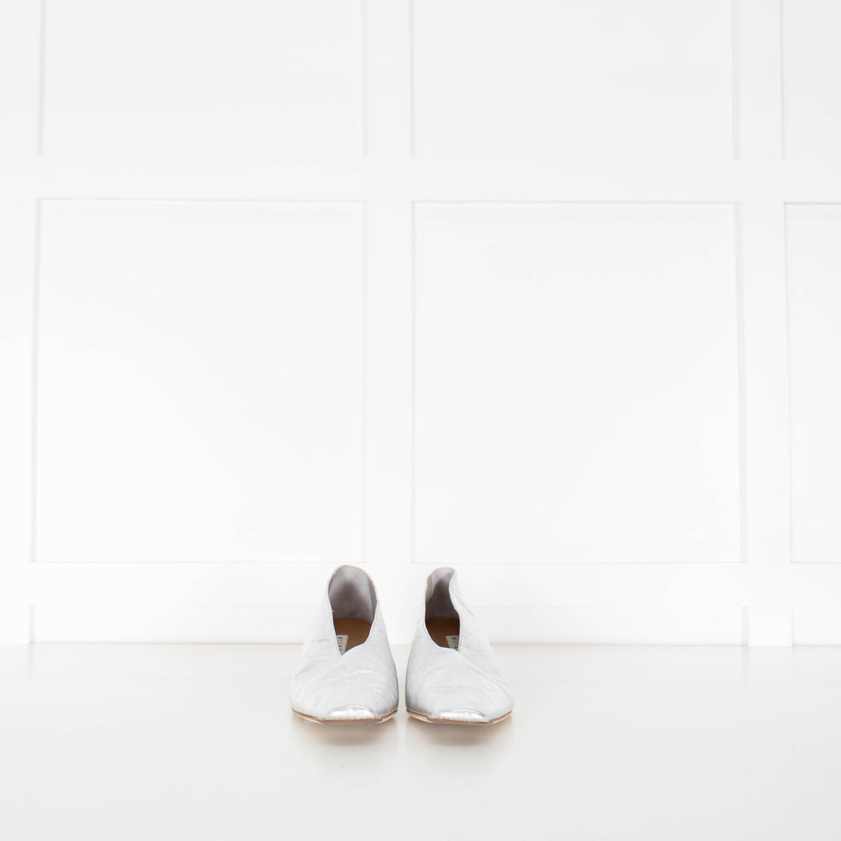 Miista Silver Crinkle Flat Court Shoe