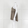 Ottod'Ame Khaki Pinstripe Contrast Velvet Strap Top