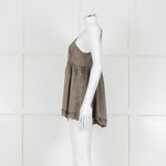 Ottod'Ame Khaki Pinstripe Contrast Velvet Strap Top