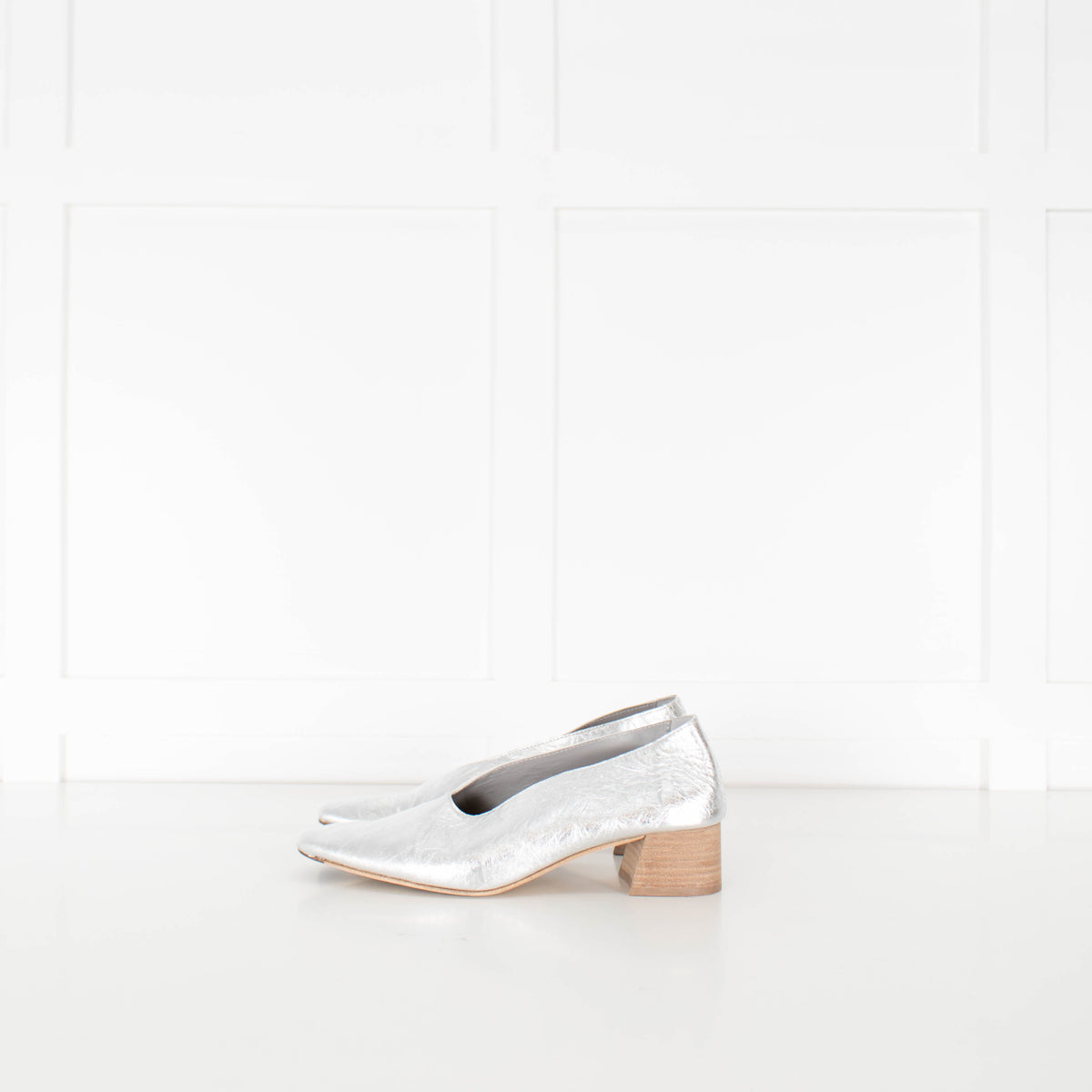 Miista Silver Crinkle Flat Court Shoe