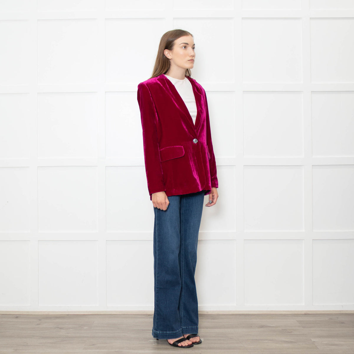 NRBY Hot Pink Velvet Blazer Jacket