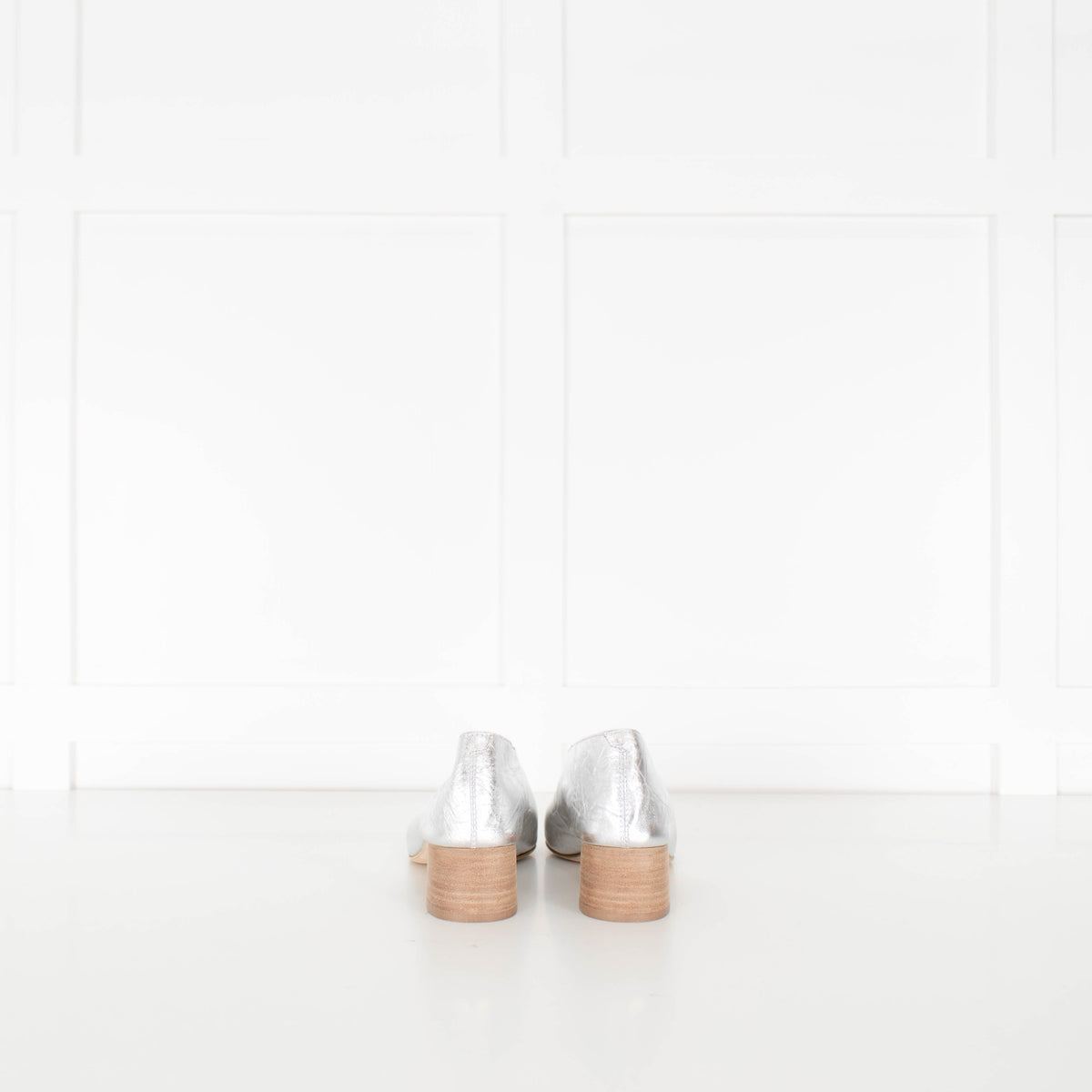 Miista Silver Crinkle Flat Court Shoe