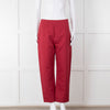 Marni Raspberry Red Cotton Linen Blend Wide Leg Trousers