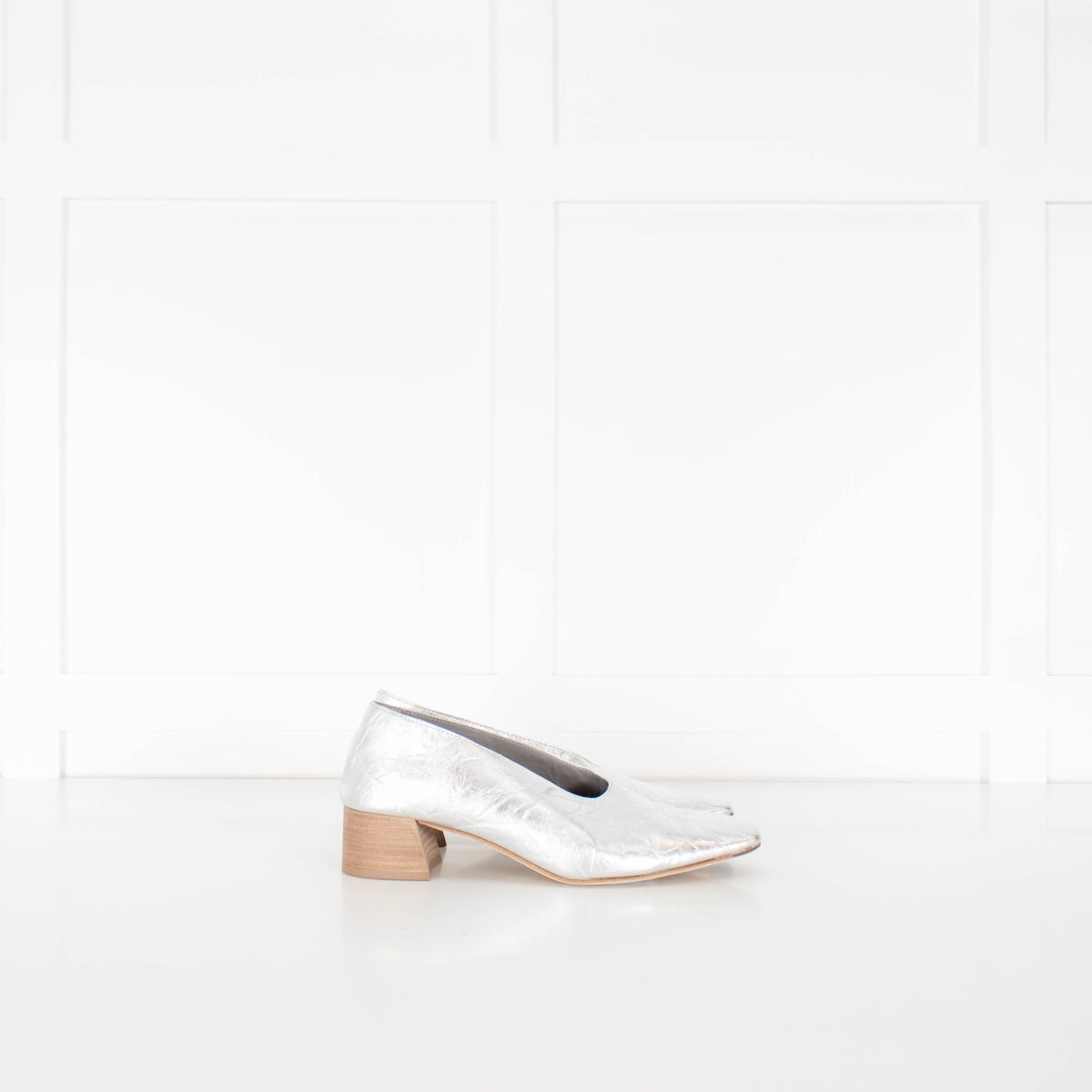 Miista Silver Crinkle Flat Court Shoe