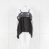 Maurizio Black Lace And Linen Strap Tie Back Top
