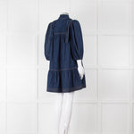 Zimmermann Dark Denim Smocked Mini Dress