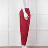 Marni Raspberry Red Cotton Linen Blend Wide Leg Trousers