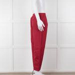 Marni Raspberry Red Cotton Linen Blend Wide Leg Trousers