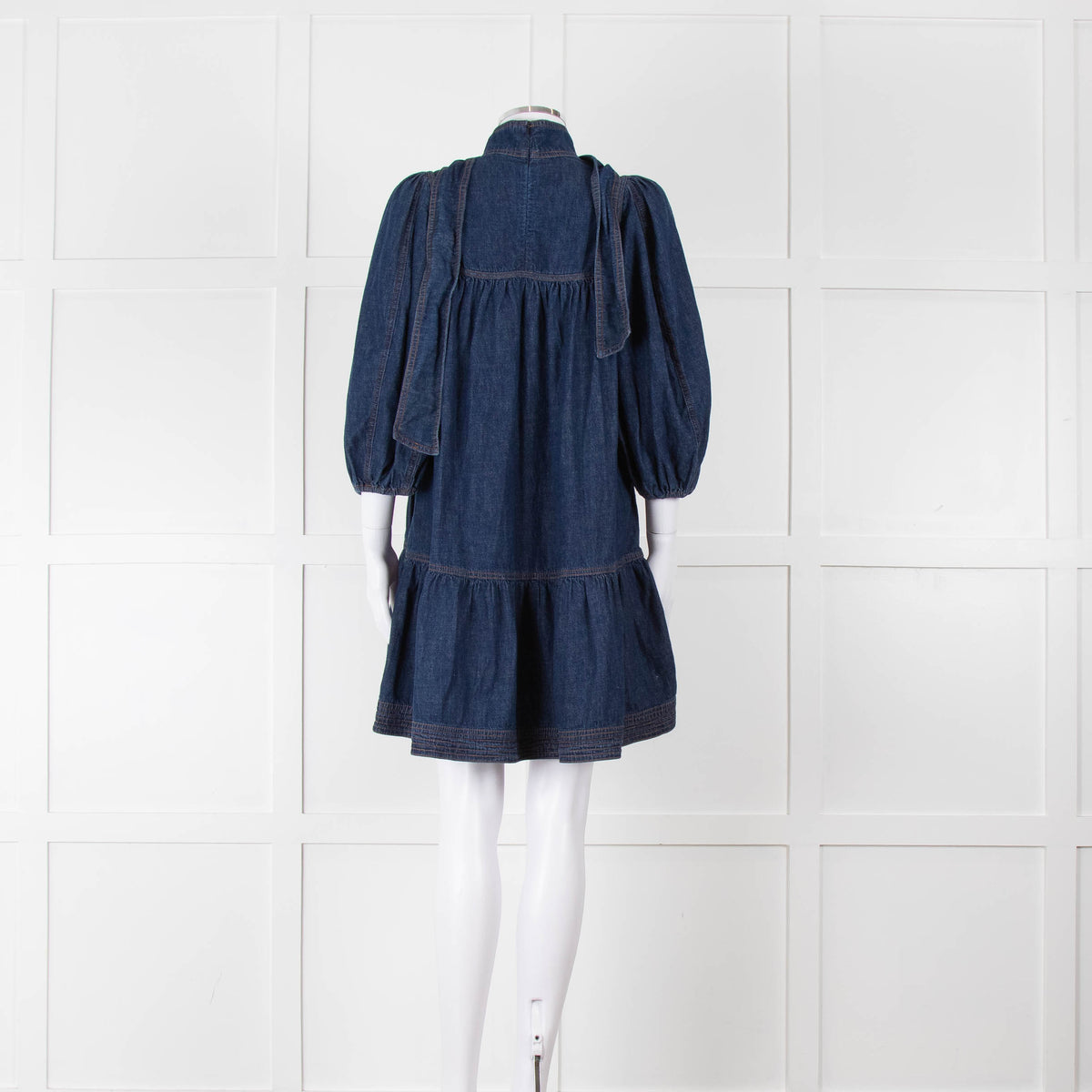 Zimmermann Dark Denim Smocked Mini Dress