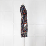 Gabriella Hearst Navy Multi Colour Geo Print Dress