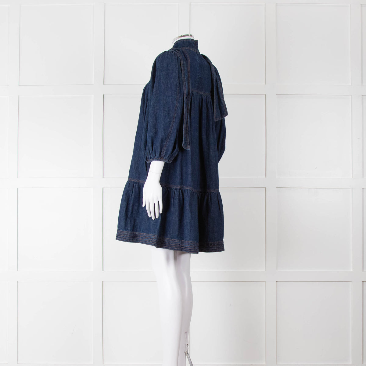 Zimmermann Dark Denim Smocked Mini Dress