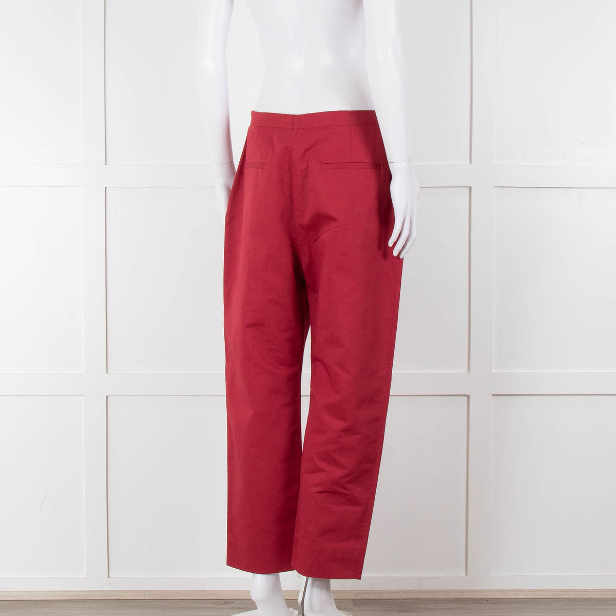 Marni Raspberry Red Cotton Linen Blend Wide Leg Trousers