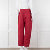 Marni Raspberry Red Cotton Linen Blend Wide Leg Trousers