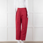 Marni Raspberry Red Cotton Linen Blend Wide Leg Trousers