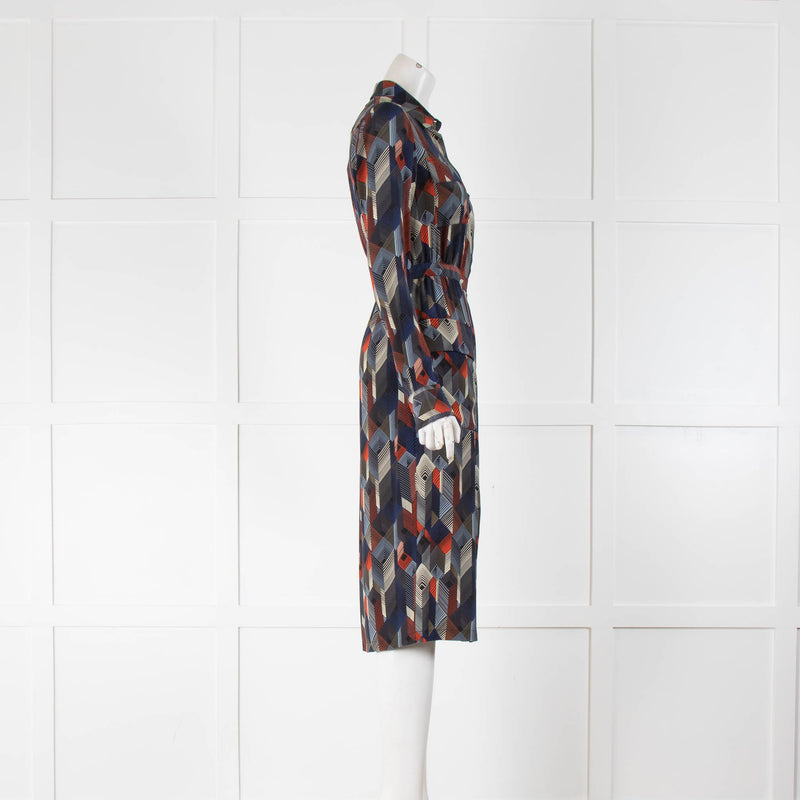 Gabriella Hearst Navy Multi Colour Geo Print Dress