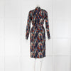 Gabriella Hearst Navy Multi Colour Geo Print Dress