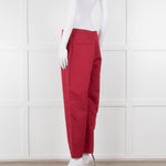 Marni Raspberry Red Cotton Linen Blend Wide Leg Trousers