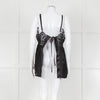 Maurizio Black Lace And Linen Strap Tie Back Top