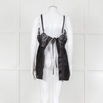 Maurizio Black Lace And Linen Strap Tie Back Top