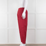 Marni Raspberry Red Cotton Linen Blend Wide Leg Trousers