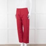 Marni Raspberry Red Cotton Linen Blend Wide Leg Trousers