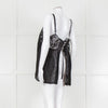 Maurizio Black Lace And Linen Strap Tie Back Top