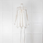 By Malene Birger White Self Spot Tie Neck Short Sundress