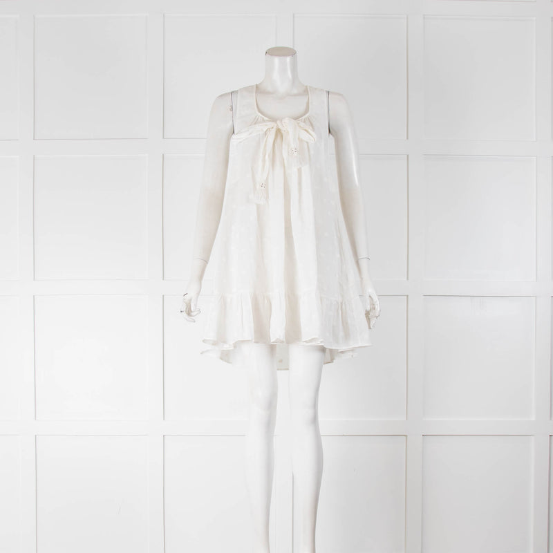 By Malene Birger White Self Spot Tie Neck Short Sundress