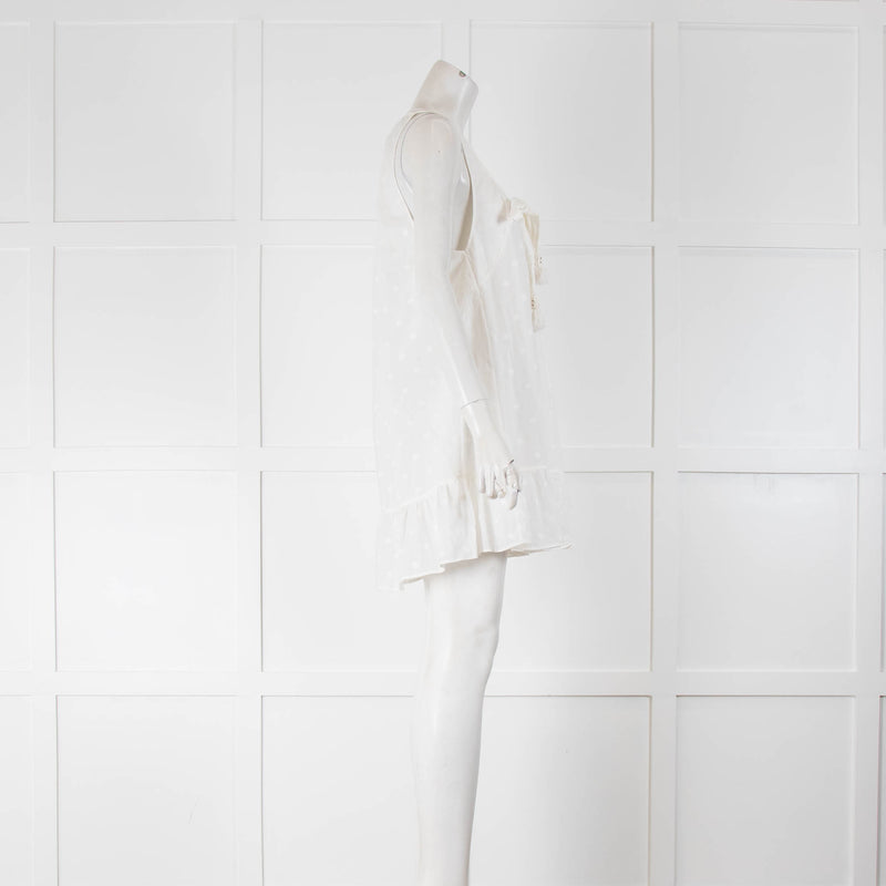 By Malene Birger White Self Spot Tie Neck Short Sundress