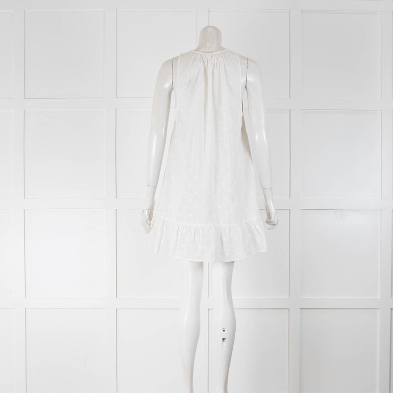 By Malene Birger White Self Spot Tie Neck Short Sundress