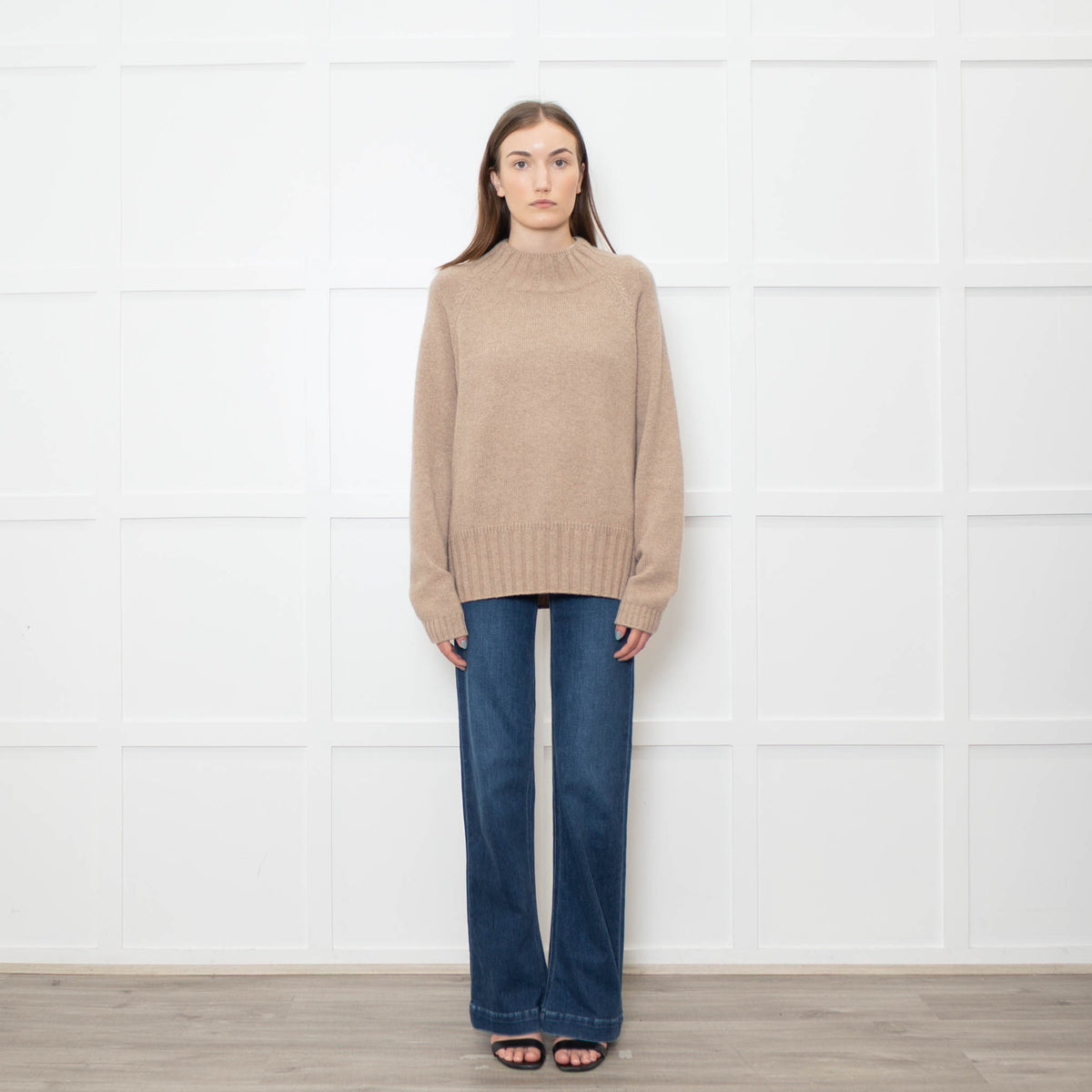 Van Kukil Oatmeal Wide Rib Roundneck Jumper