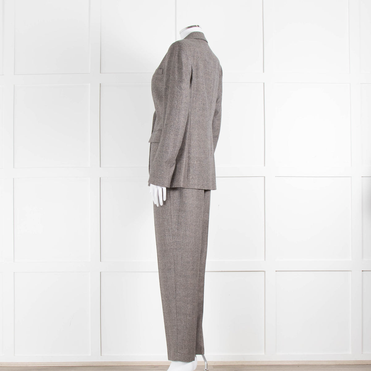 Peserico Grey Beige Wool & Cotton Blend Blazer Jacket