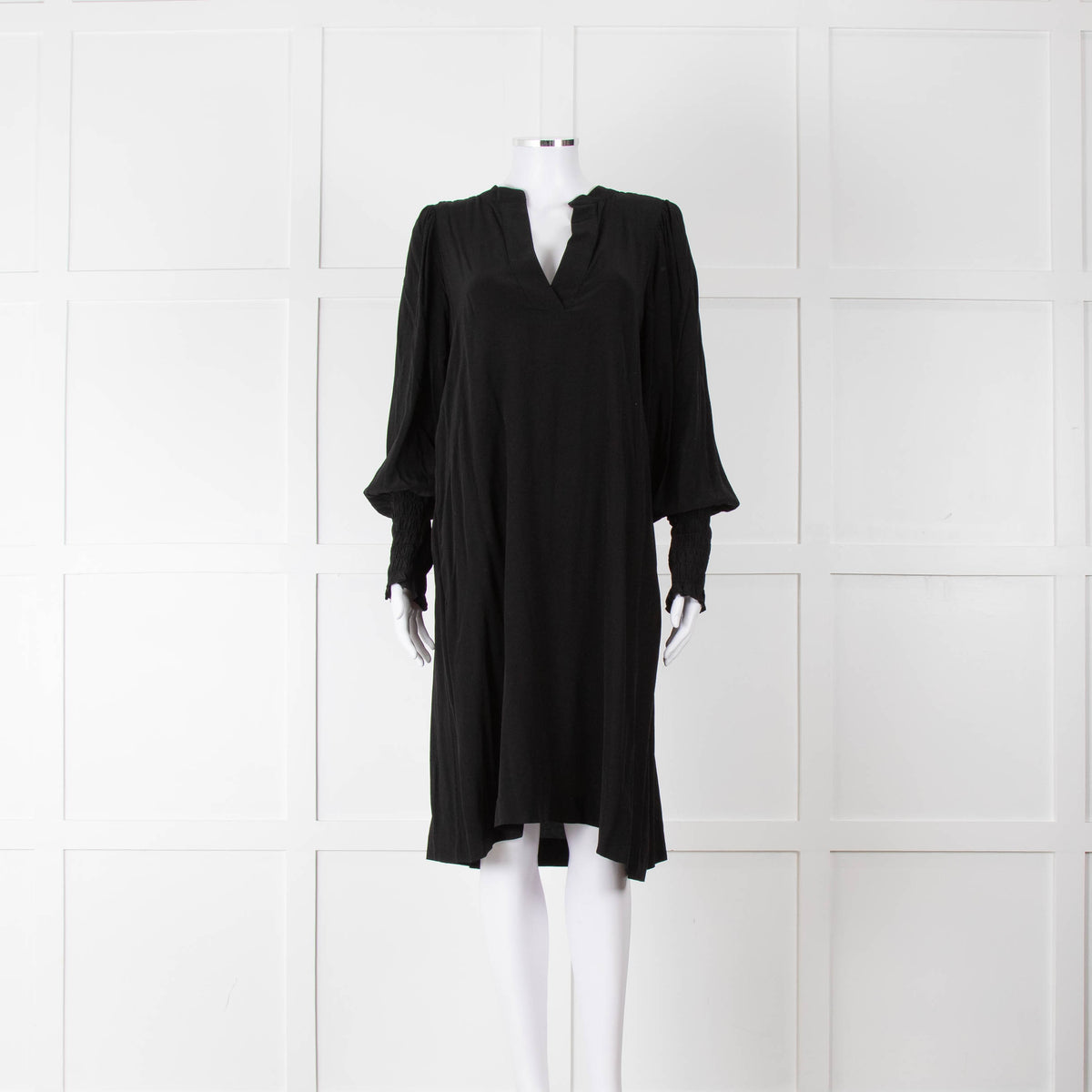 By Malene Birger Black Dress with Smocked Cuffs