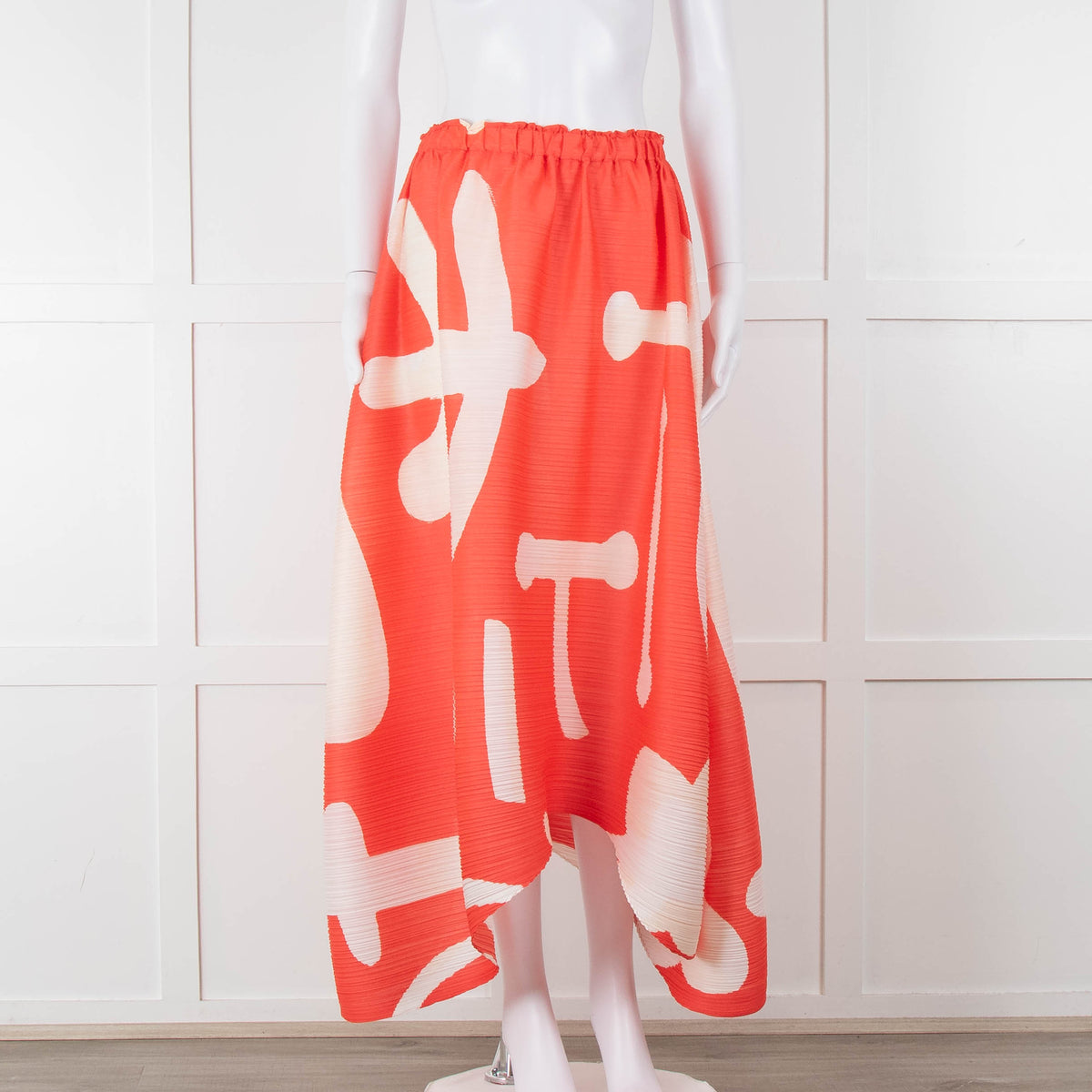 Issey Miyake Pleats Please Orange Cream Pleated Full Long Skirt
