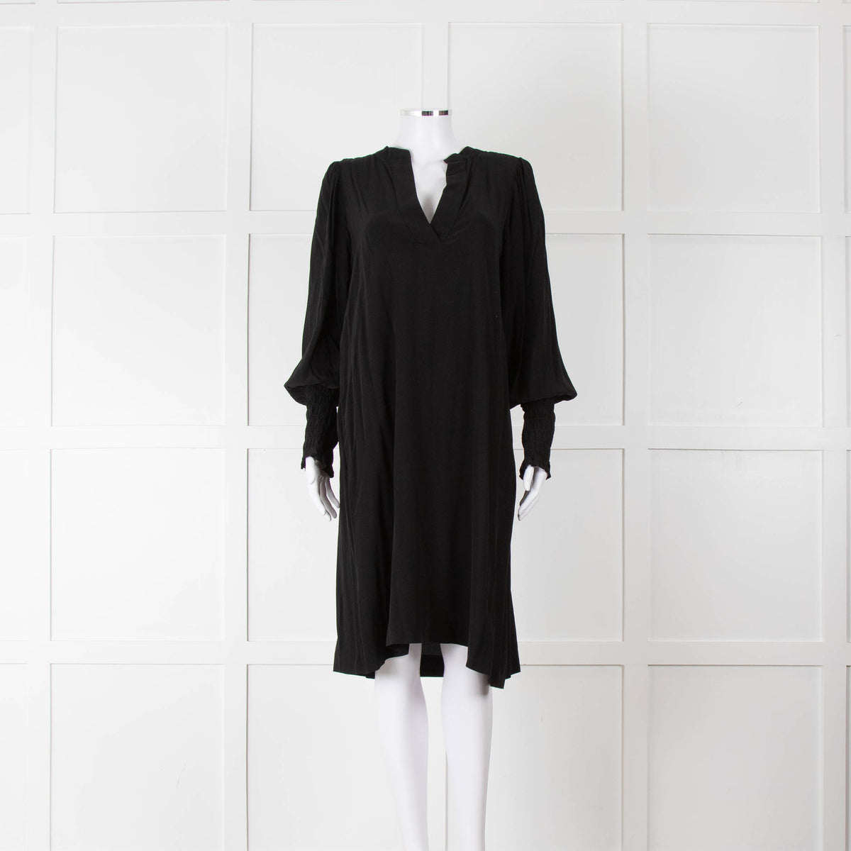 By Malene Birger Black Dress with Smocked Cuffs