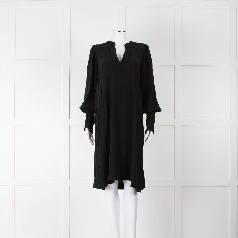 By Malene Birger Black Dress with Smocked Cuffs