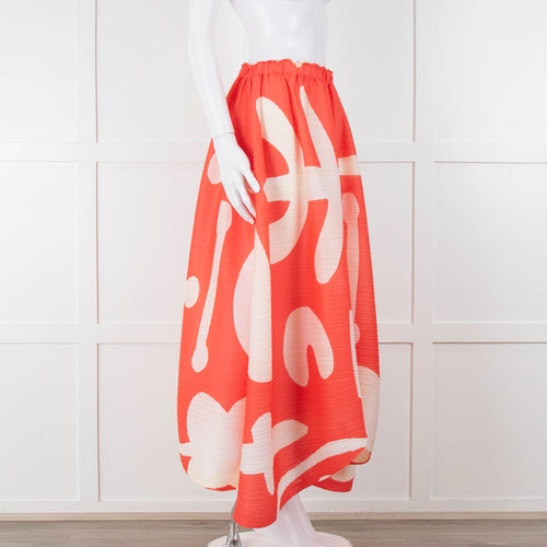Issey Miyake Pleats Please Orange Cream Pleated Full Long Skirt