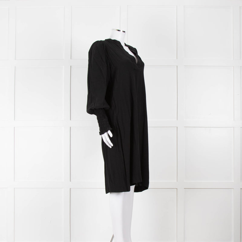 By Malene Birger Black Dress with Smocked Cuffs