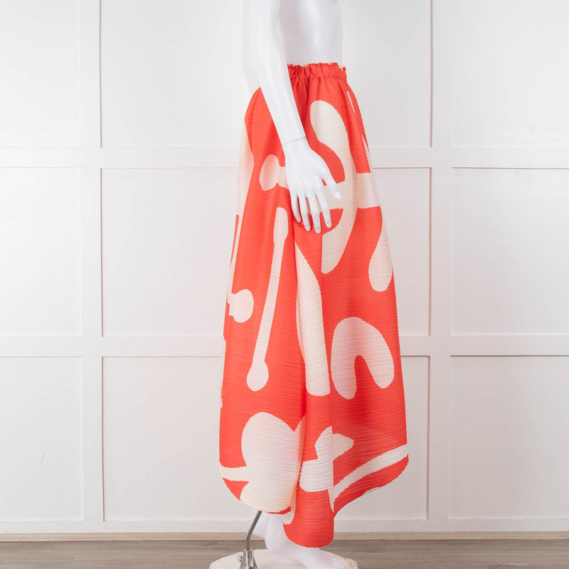 Issey Miyake Pleats Please Orange Cream Pleated Full Long Skirt
