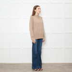 Van Kukil Oatmeal Wide Rib Roundneck Jumper