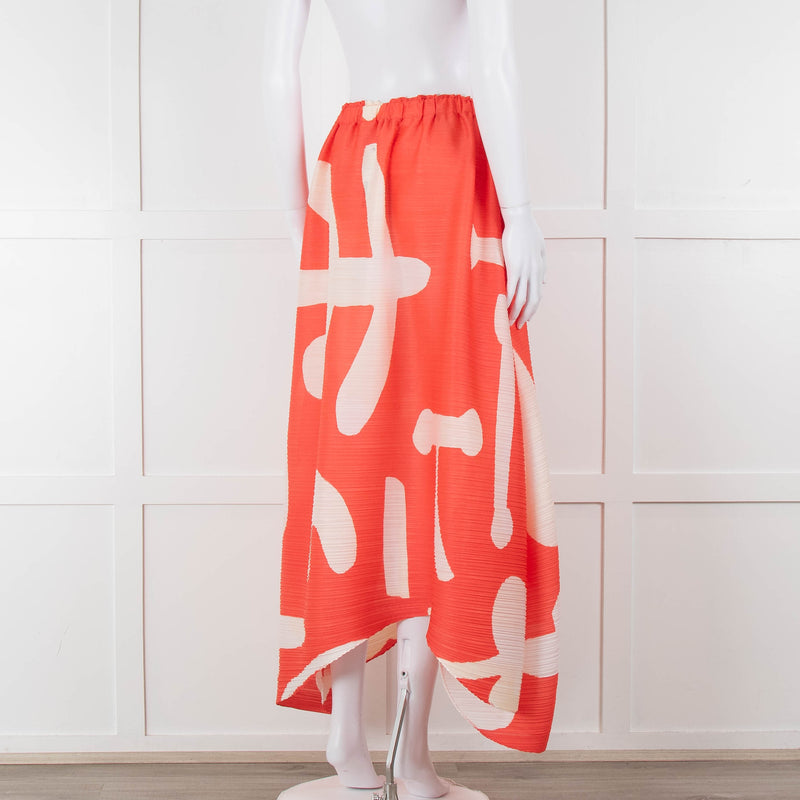 Issey Miyake Pleats Please Orange Cream Pleated Full Long Skirt