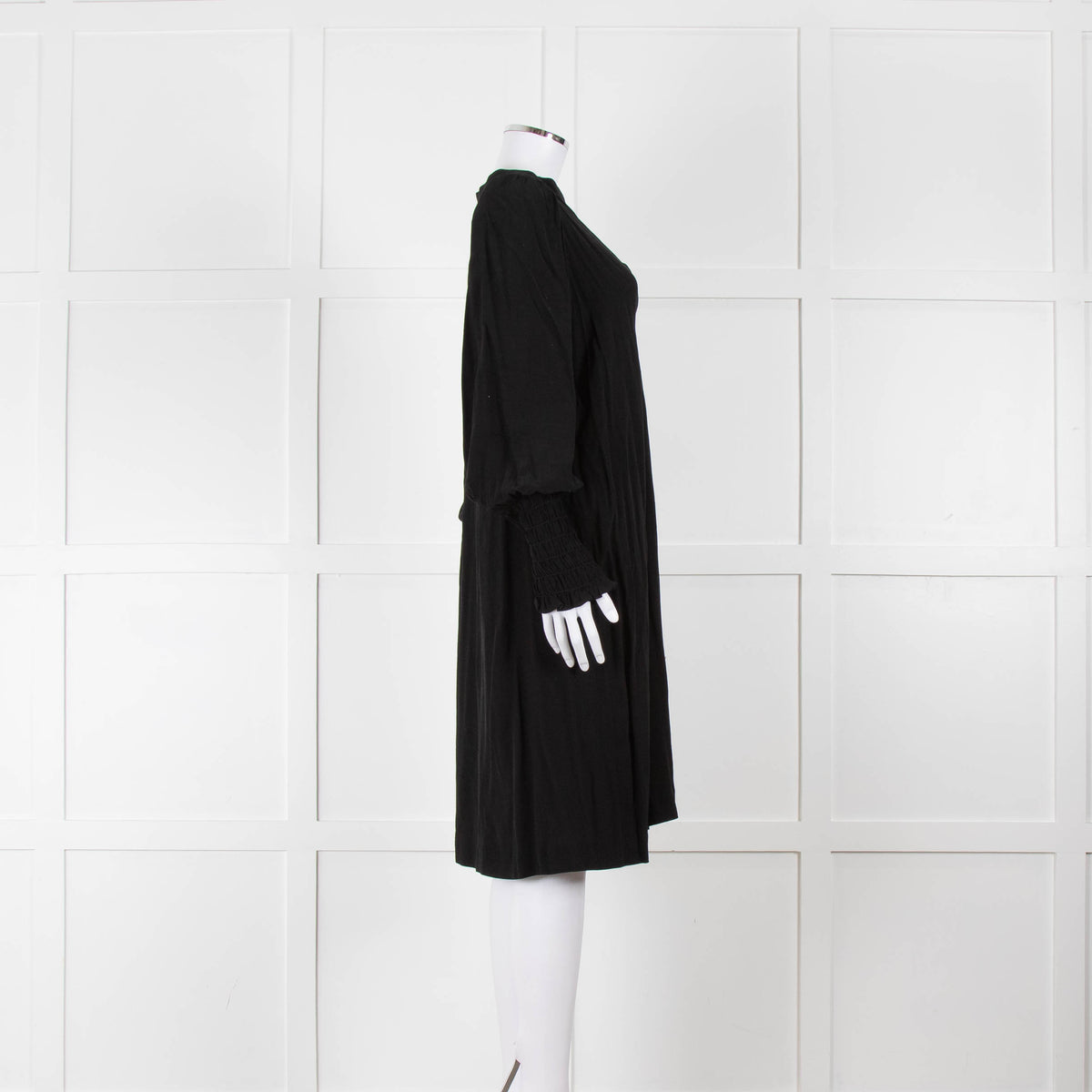 By Malene Birger Black Dress with Smocked Cuffs